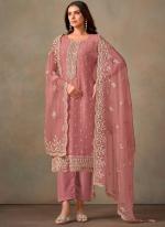 Organza Pink Festival Wear Sequins Work Straight Suit